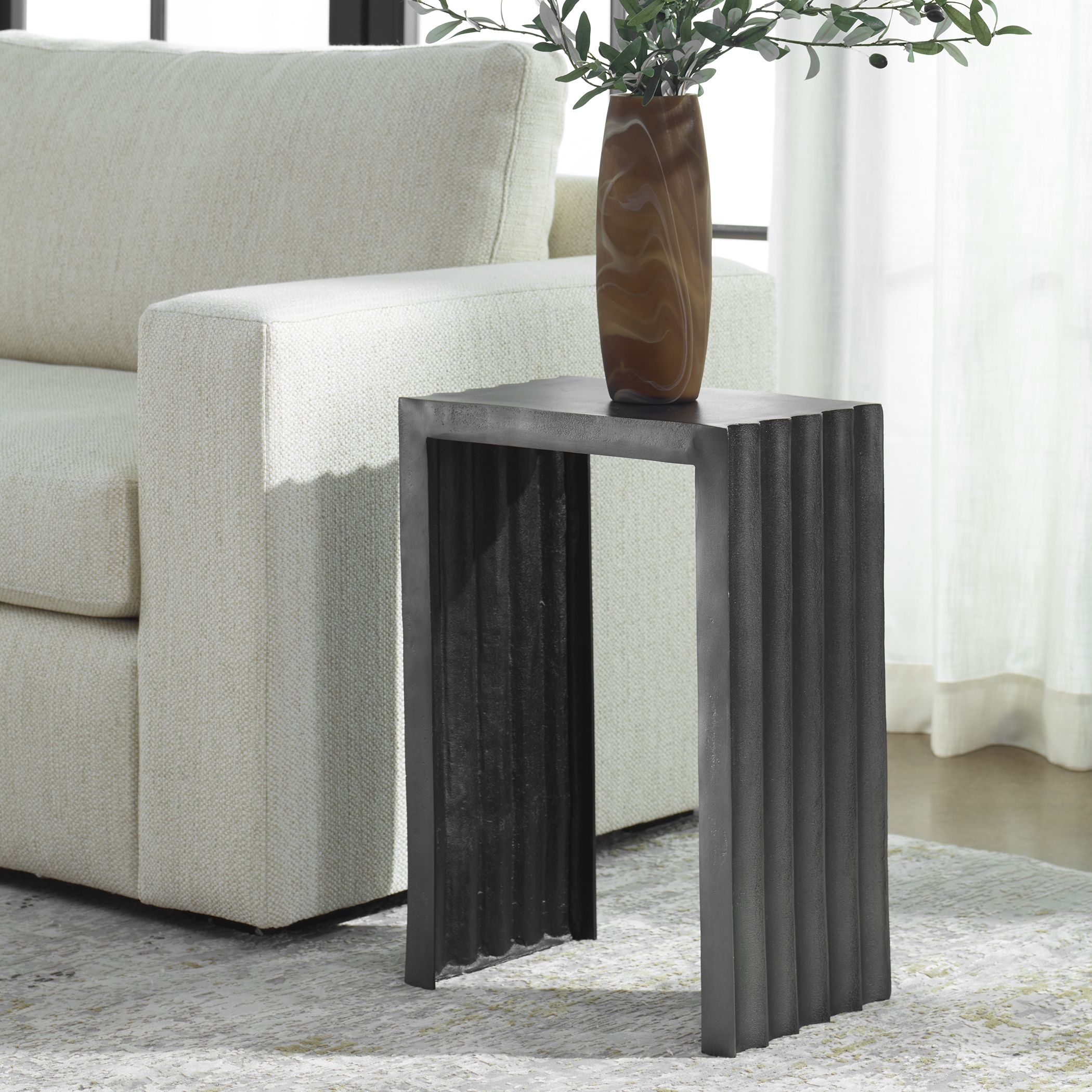 In The Groove Aluminum Accent Table - Image 1