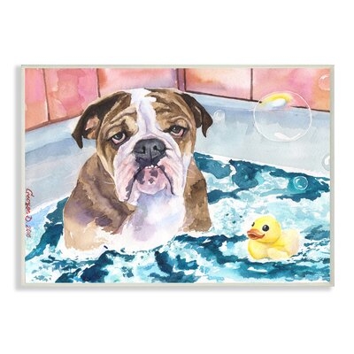 English Bulldog In Bathtub Rubber Duck Bubbles - Image 0