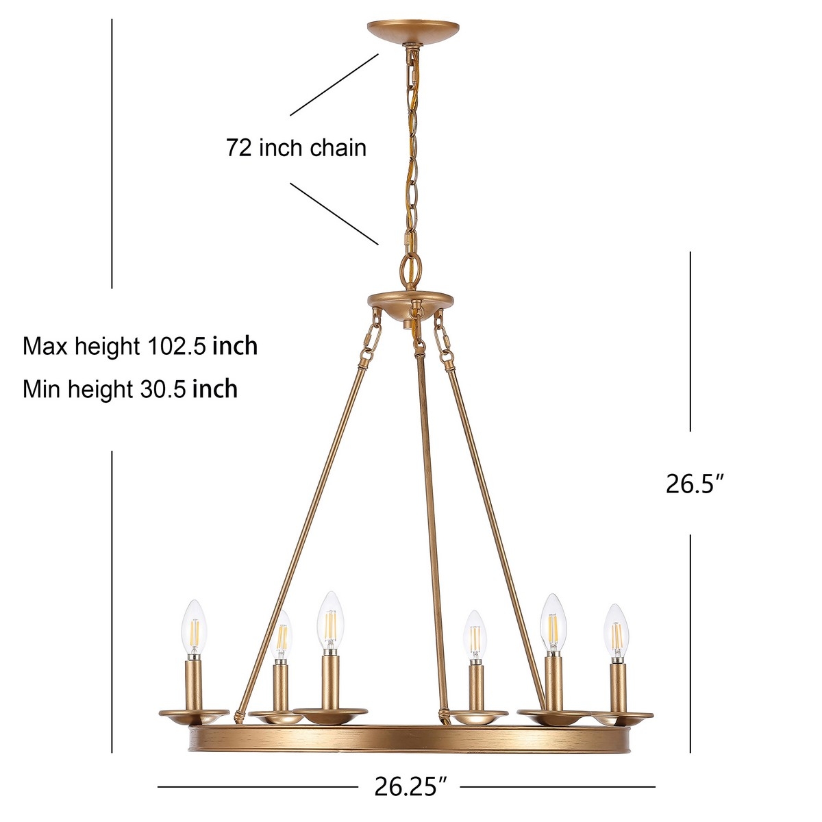 Joris 6Lt 26.25" Chandelier - Gold - Safavieh - Image 3