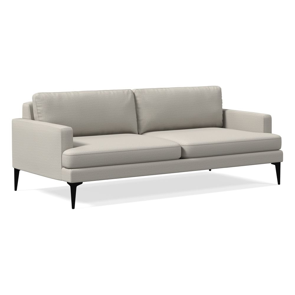 Andes 86" Multi-Seat Sofa, Standard Depth, Performance Basket Slub, Pearl Gray, Dark Pewter - Image 0