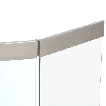 Modern Glass Tri Panel Screen, Brushed Stainless Steel - Image 1
