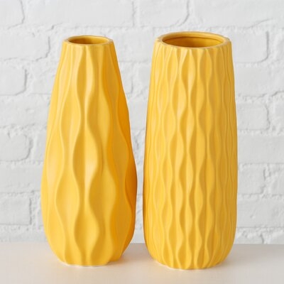 2 Piece Colletta Yellow Stoneware Table Vase Set - Image 0