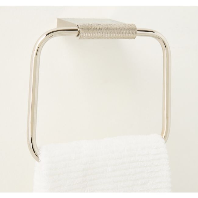 Nicolo Knurled Polished Nickel Towel Ring - Image 0