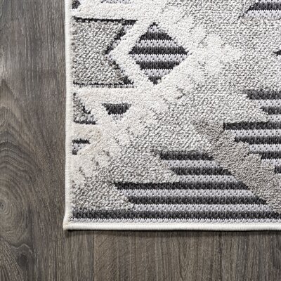 Wyman Geometric Gray/White/Black Indoor / Outdoor Area Rug - Image 1