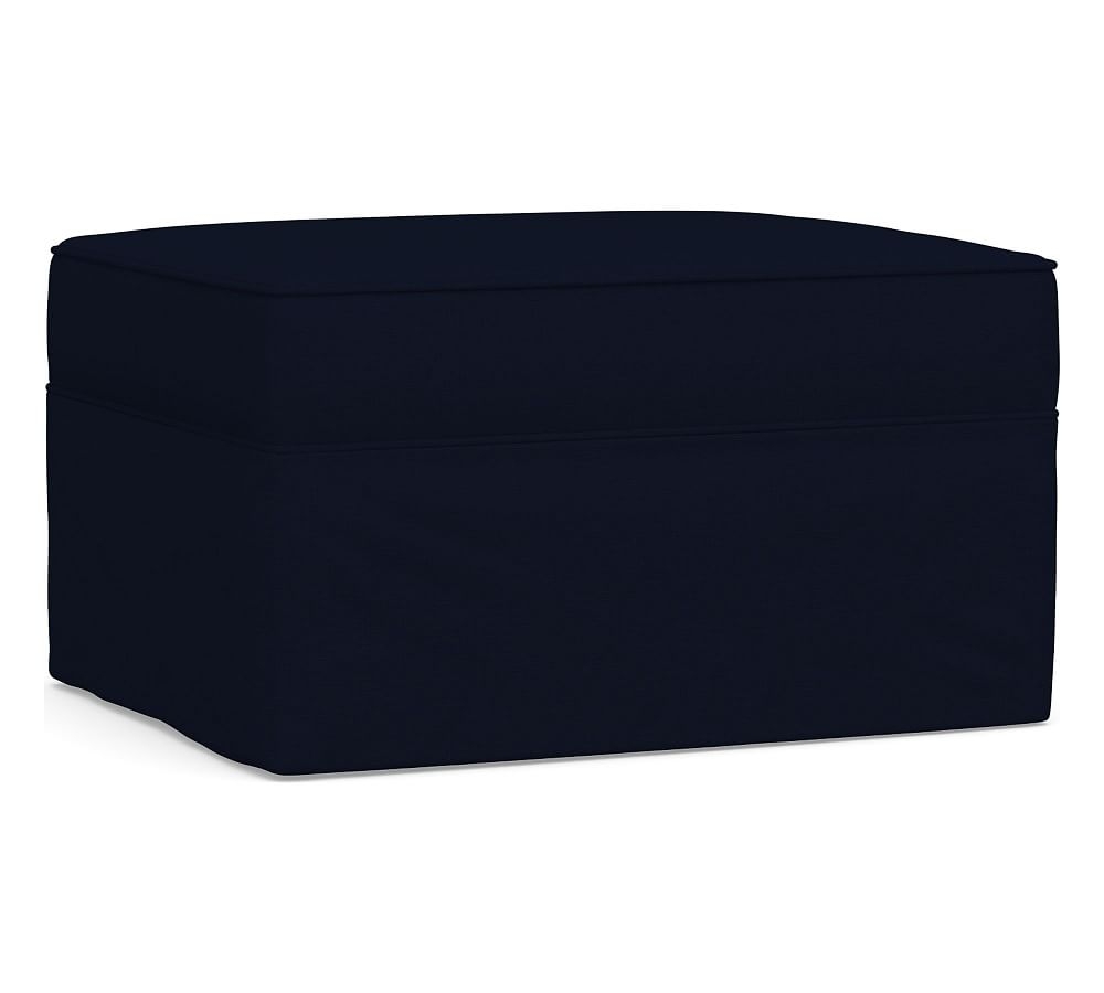 Pearce Slipcovered Ottoman, Polyester Wrapped Cushions, Performance Everydaylinen(TM) Navy - Image 0
