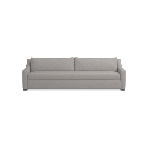 Ghent Slope Arm 108 Sofa, Standard Cushion, Perennials Performance Melange Weave, Fog, Grey Leg - Image 0