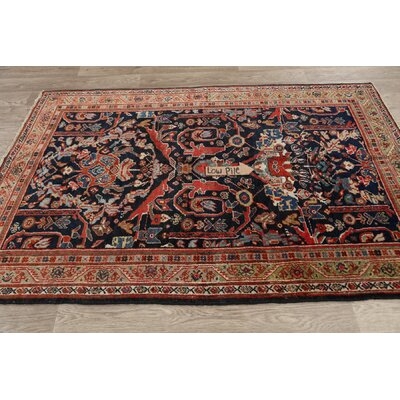 One-of-a-Kind Hand-Knotted 1920s Mahal Orange/Red/Black 4'3" x 6'5" Wool Area Rug - Image 0