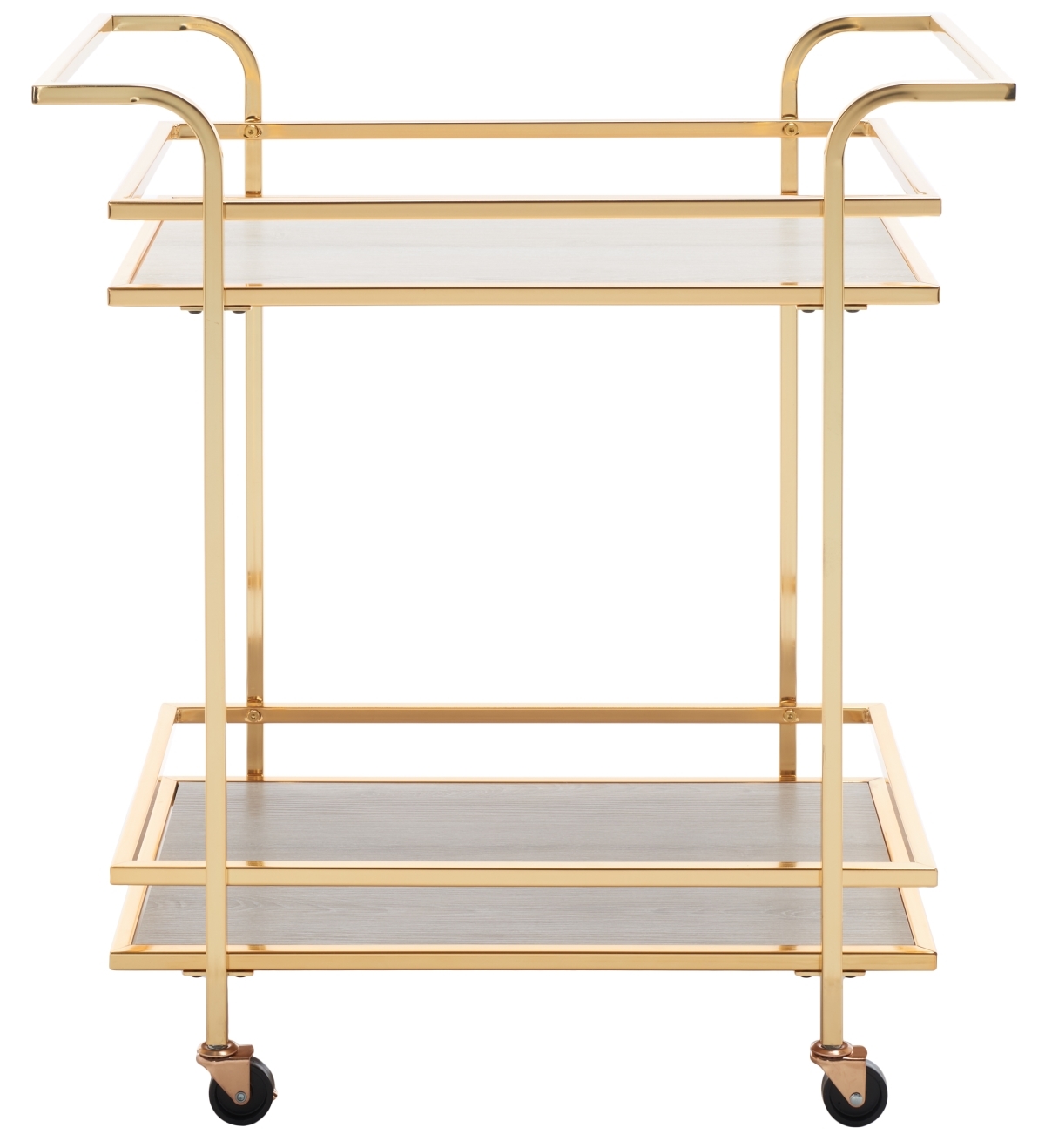 Lameris 2 Tier Bar Cart With Handle - Polished Gold / Grey - Safavieh - Image 0