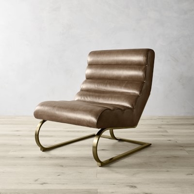 Maverick Occasional Chair, Chunky Linen, Natural, Bronze - Image 1
