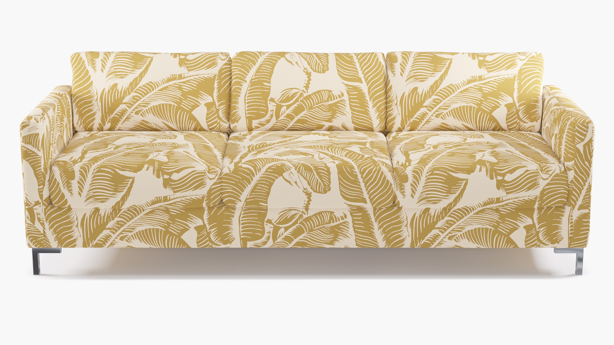 Modern Sofa, Ochre Martinique® Encore, Chrome L Leg - Image 0