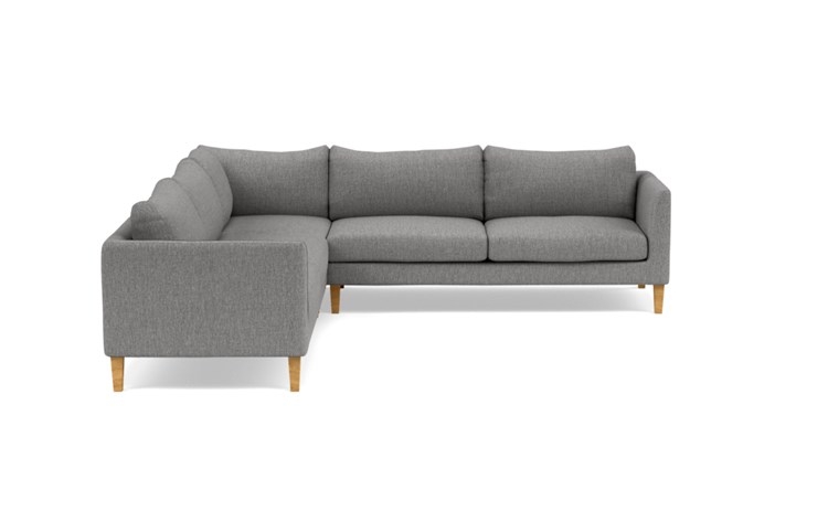 Owens Corner Sectional with Grey Plow Fabric and Natural Oak legs - Image 0