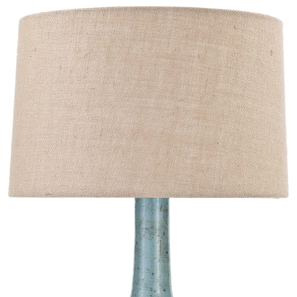 Regina Andrew Fluted Coastal Beach Blue Ceramic Table Lamp - Image 1