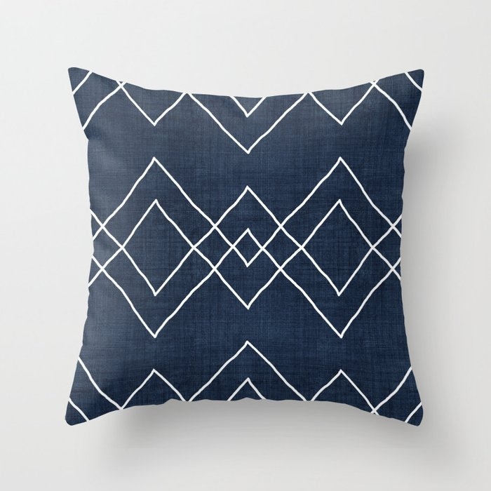 Nudo In Navy Throw Pillow by House Of Haha - Cover (16" x 16") With Pillow Insert - Outdoor Pillow - Image 0