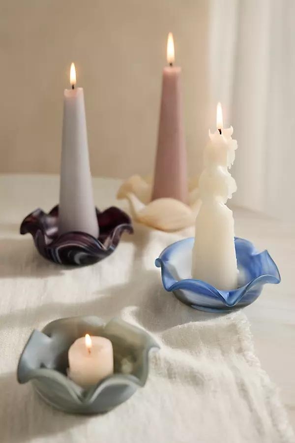 Milky Swirl Glass Votive Holder - Image 0