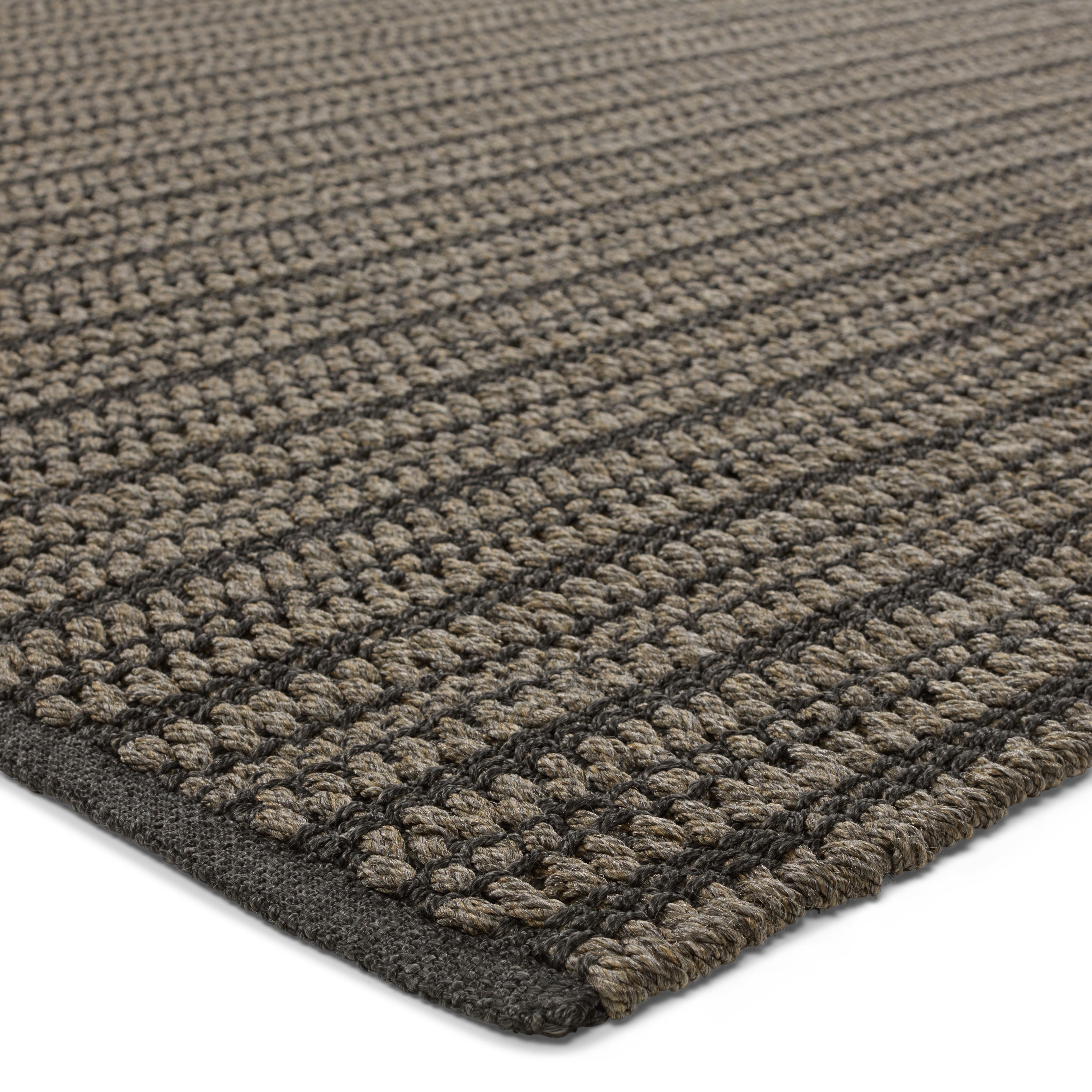 Elmas Handmade Indoor/Outdoor Striped Gray/Charcoal Area Rug (9'X12') - Image 1