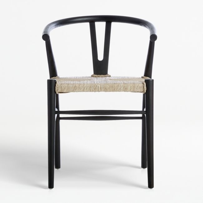 Crescent Black Wood Wishbone Dining Chair - Image 0