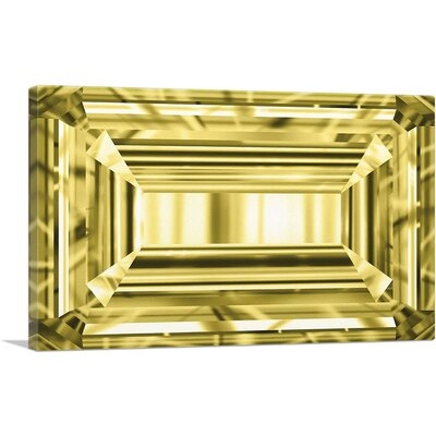 Yellow Emerald Cut Diamond Jewel - Wrapped Canvas Graphic Art Print - Image 0