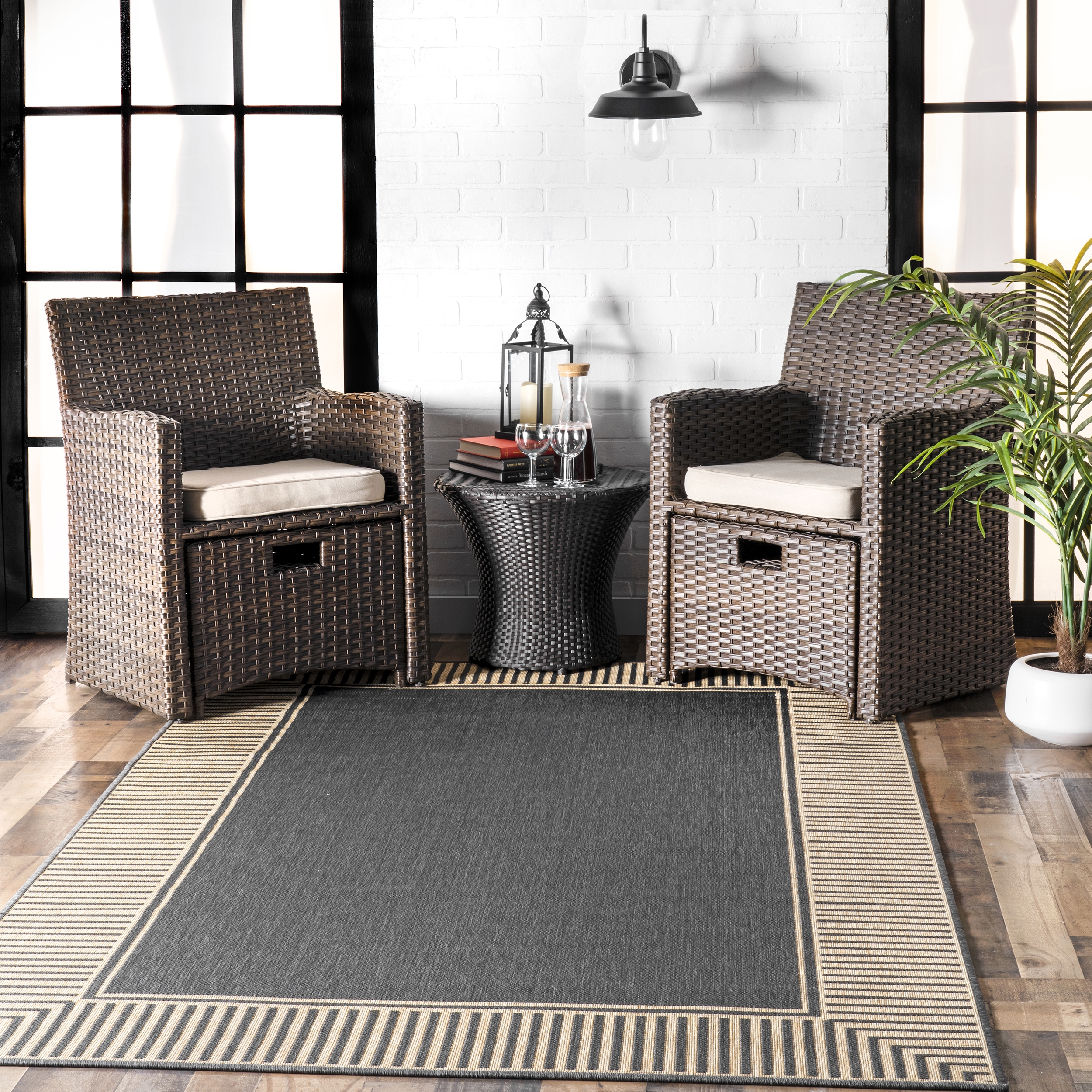 Asha Simple Border Indoor/Outdoor Area Rug - Image 0