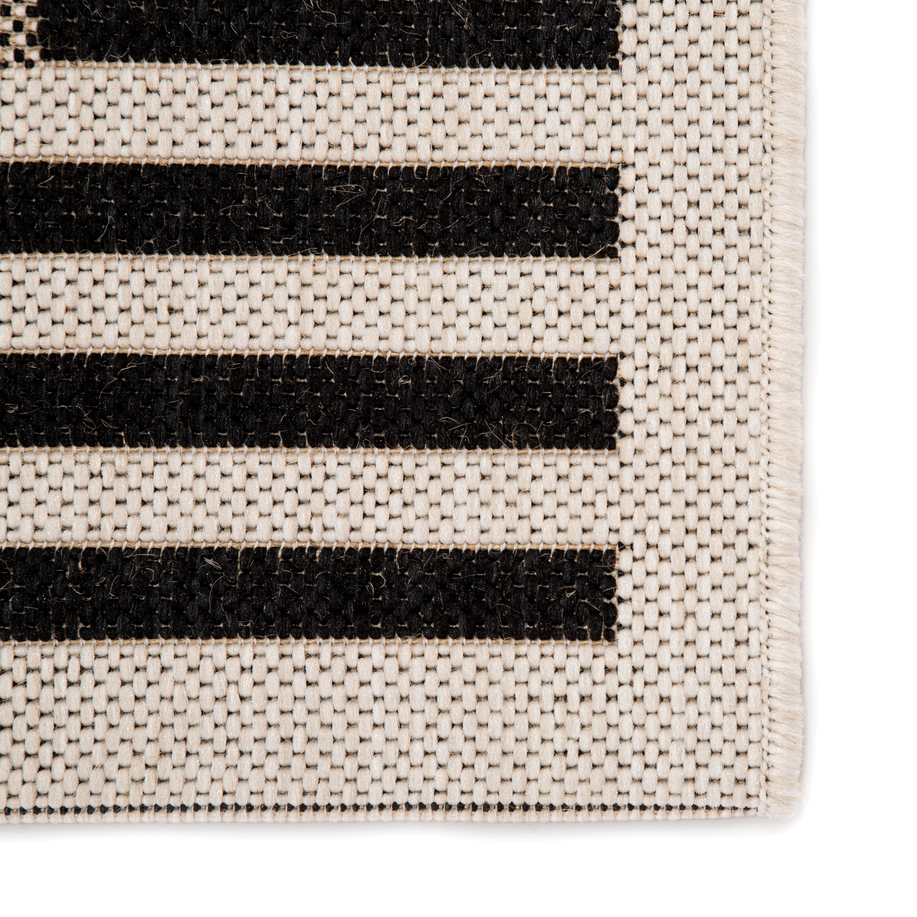 Fathom Indoor/ Outdoor Stripe Ivory/ Black Area Rug (7'10"X10'10") - Image 3
