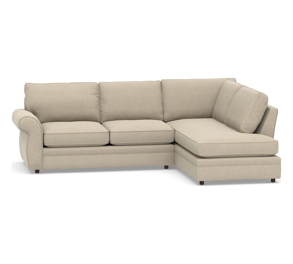 Pearce Roll Arm Upholstered Left Loveseat Return Bumper Sectional, Down Blend Wrapped Cushions, Sunbrella(R) Performance Chenille Cloud - Image 0