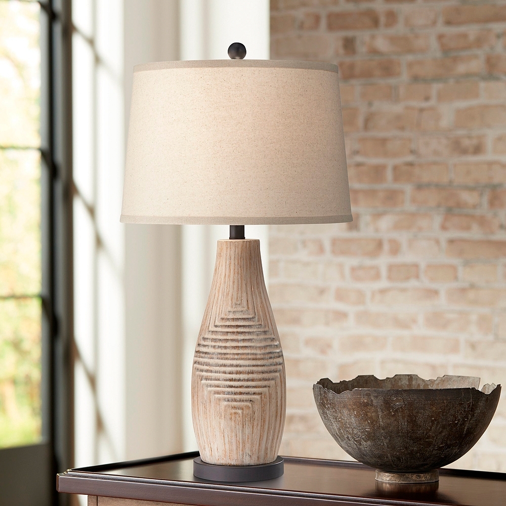 Petra 28" High Textured Faux Stone Table Lamp - Image 0