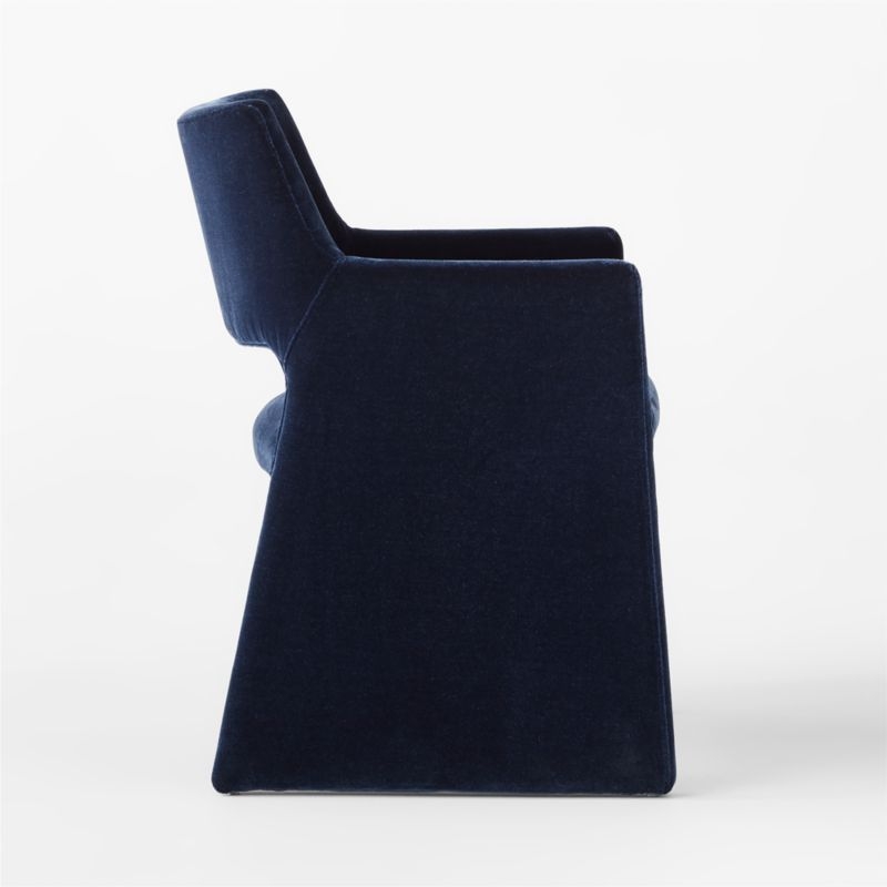 Foley Faux Mohair Navy Dining Armchair Set of 4 - Image 4