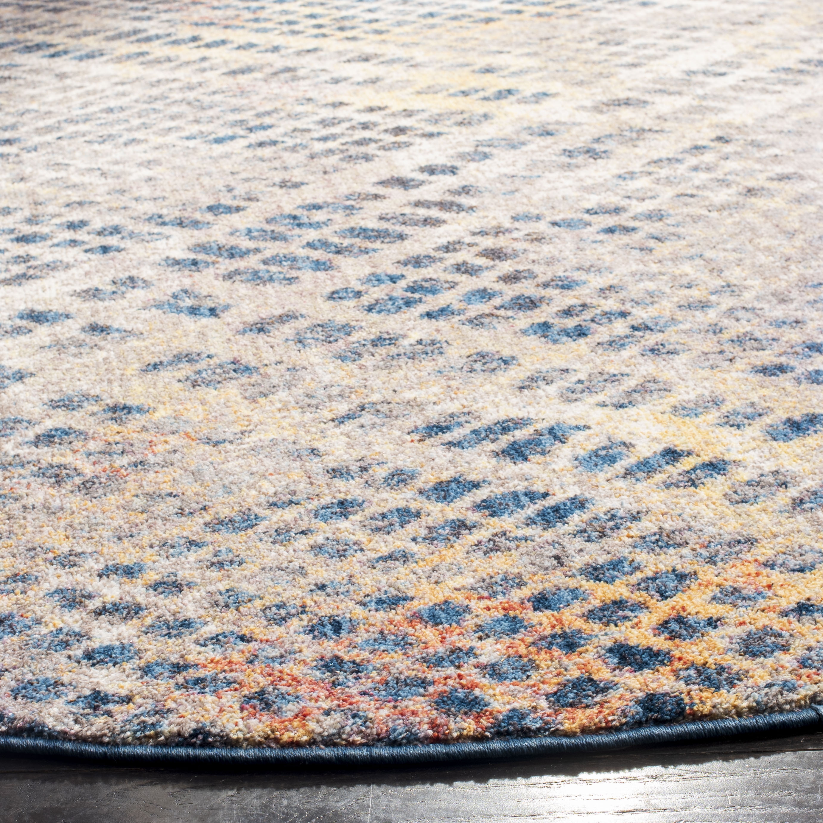 Arlo Home Woven Area Rug, MNY656E, Blue/Multi,  7' X 7' Round - Image 2