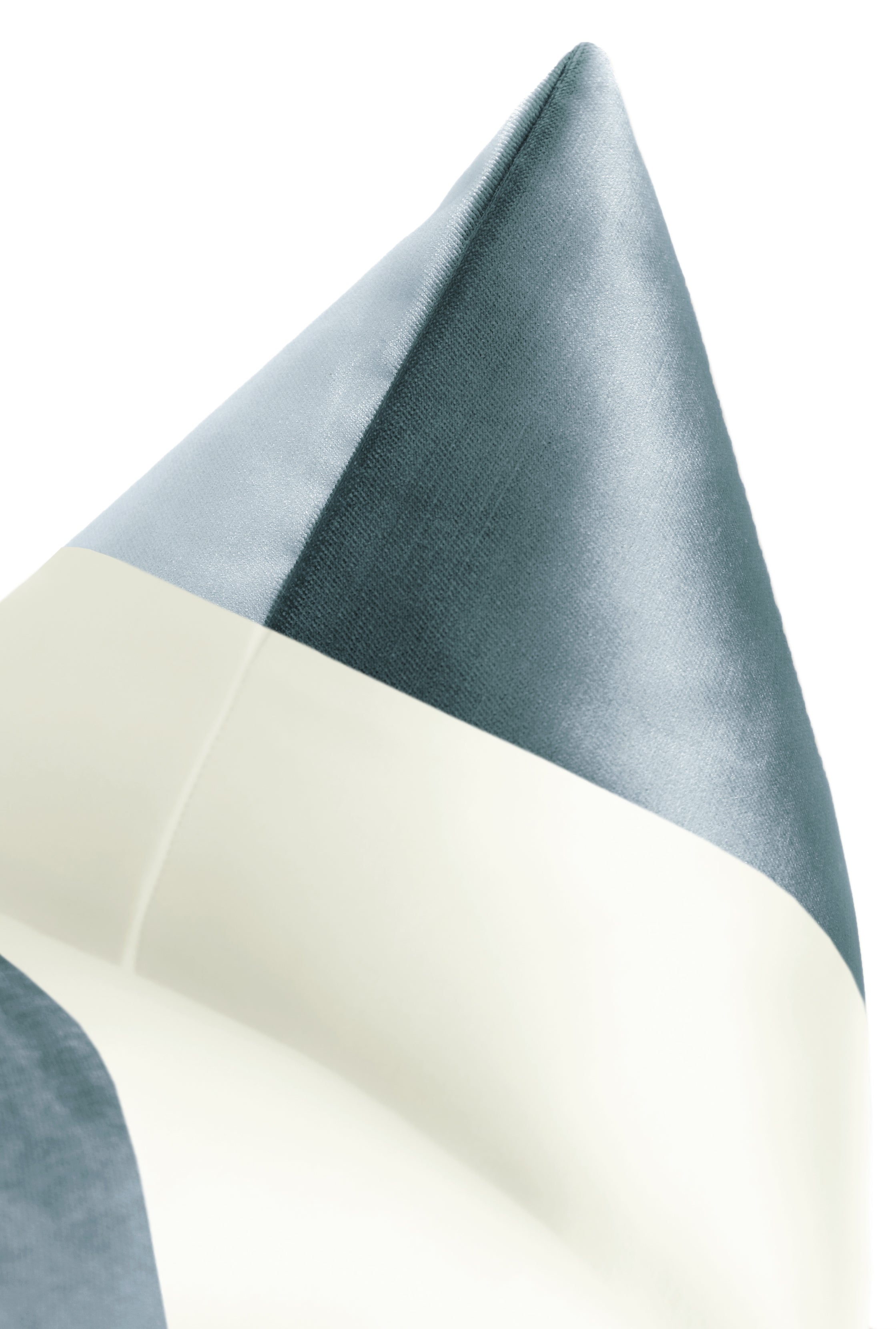 PANEL COLORBLOCK :: FAUX SILK VELVET // CERULEAN BLUE + ALABASTER SILK - 20" X 26" STANDARD SHAM - Image 2