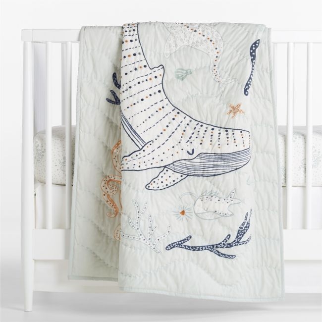 Aquatic Life Organic Cotton Baby Crib Quilt - Image 0