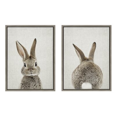 'Bunny Portrait on Linen and Bunny Tail on Linen' by Amy Peterson - 2 Piece Floater Frame Photograph Print on Canvas - Image 0