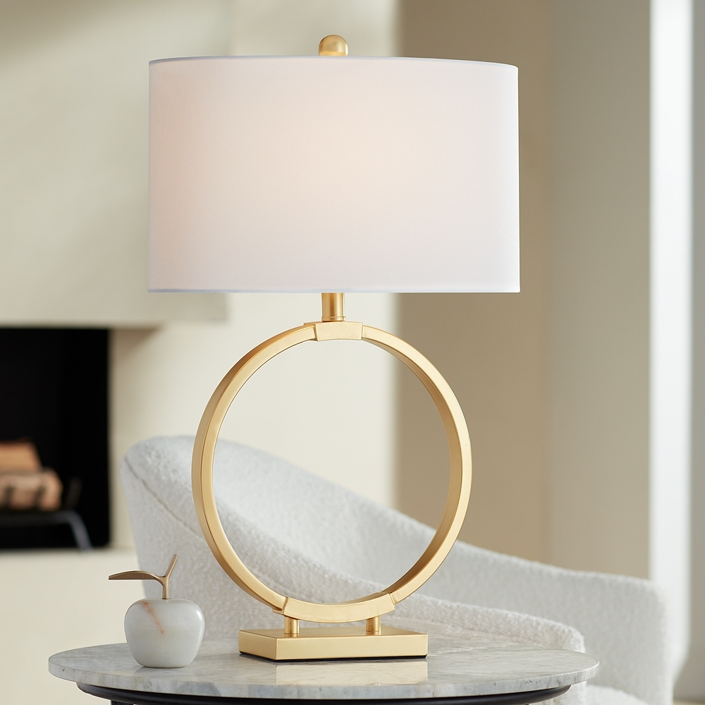 360 Lighting Kristy 27 1/2" High Modern Gold Loop Circle Table Lamp - Image 0