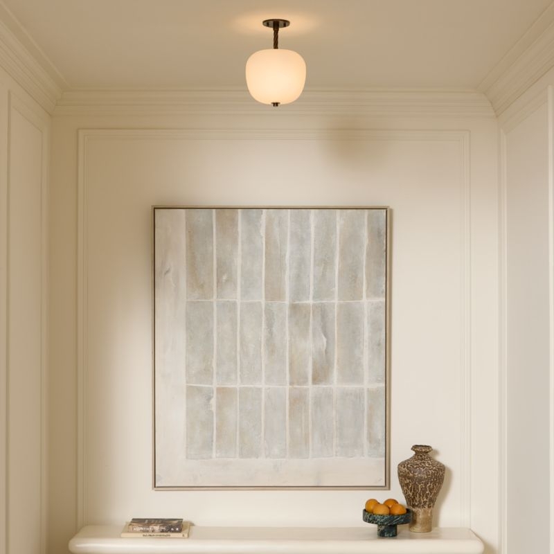 Thorne Dark Bronze Small Flush Mount Light with Opaline Glass Shade - Image 3