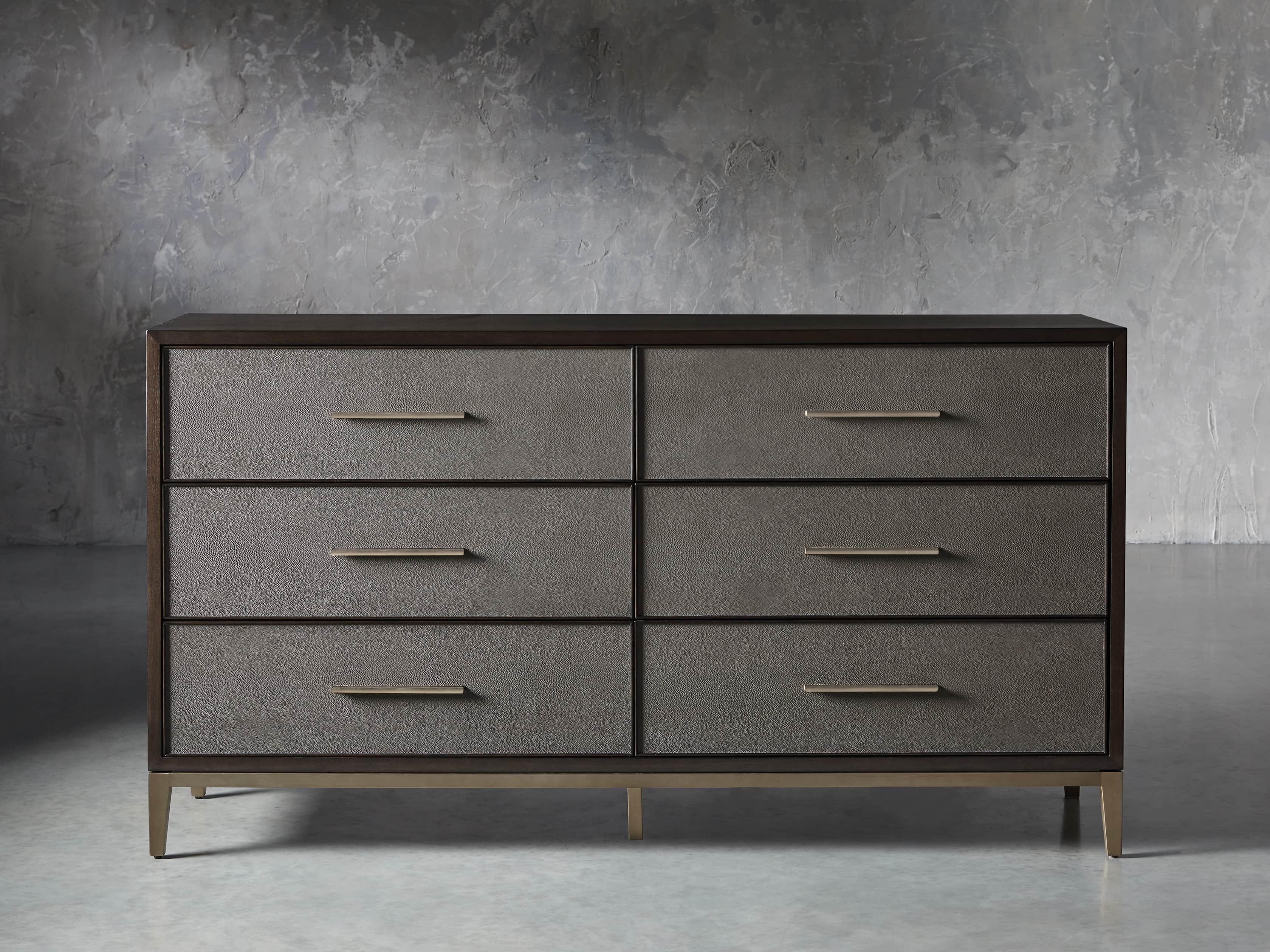 Malone Six-Drawer Dresser in Shagreen Brown  Sparrow - Image 0