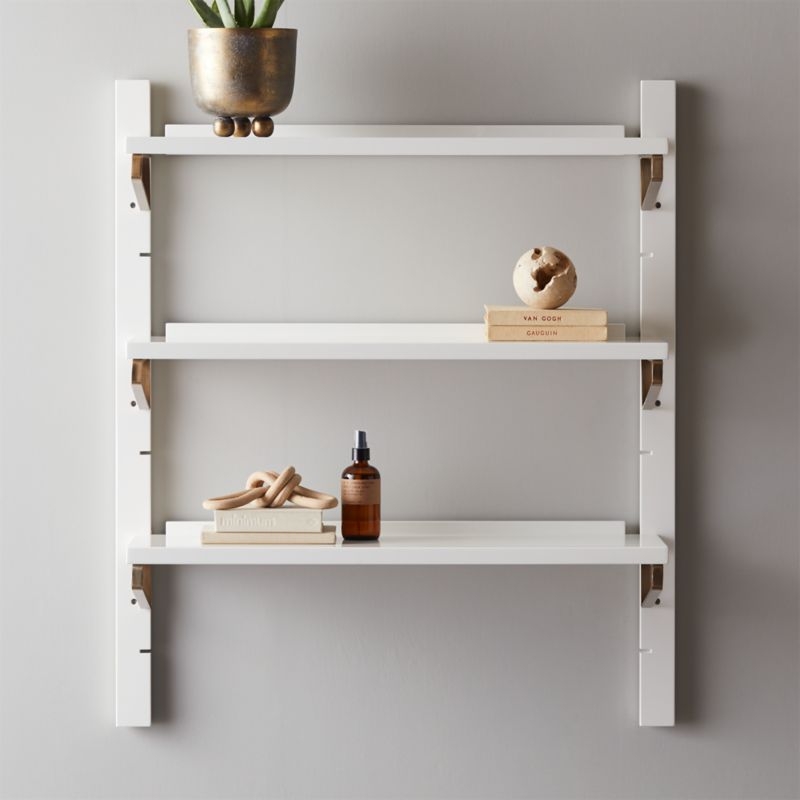 White High-Gloss Single Modular Wall Shelf 39.5" - Image 1