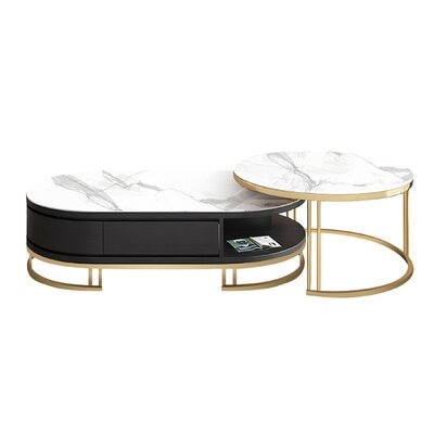 Elegant 2-piece Marble Nesting Coffee Tables - Image 0