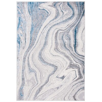 Abstract Grey / Blue Area Rug - Image 0