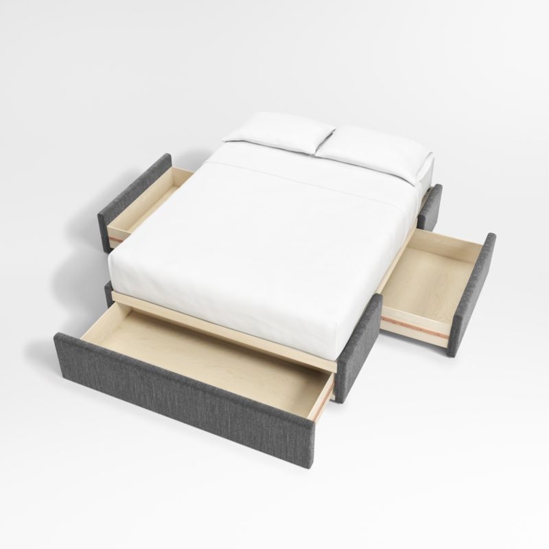 Meraux 56" Charcoal Grey Queen Upholstered Headboard with Storage Bed Base - Image 3