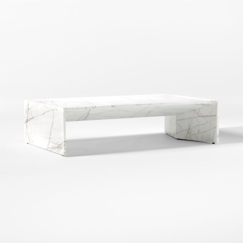 Ilise 50" White Marble Indoor/Outdoor Coffee Table - Image 2