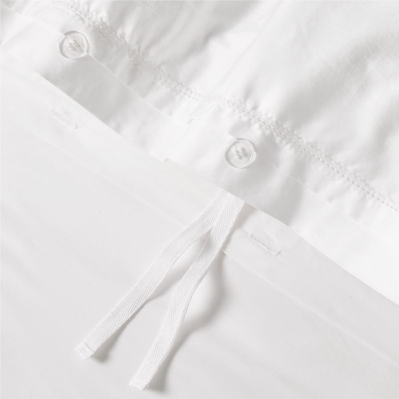 Serene Washed Organic Cotton Sateen White King Duvet Cover - Image 4