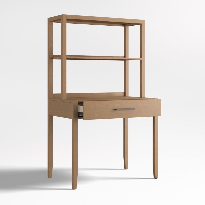 Ever Simple Modular Natural Brown Wood Kids Desk and Hutch - Image 2