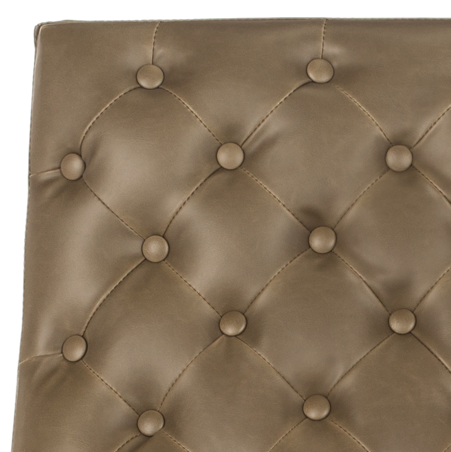 Hadley Leather Tufted Accent Chair - Antique Taupe - Safavieh - Image 6