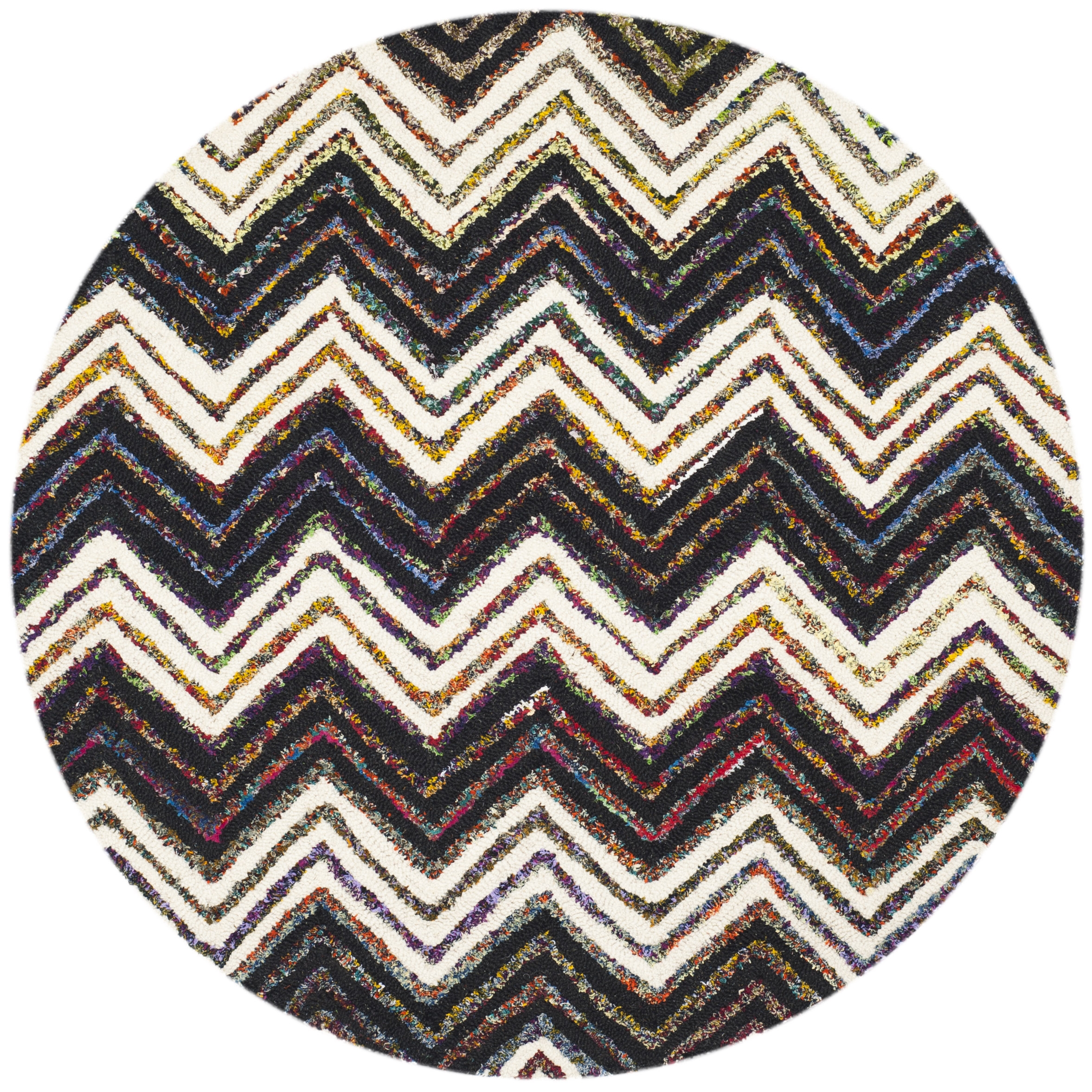 Arlo Home Hand Tufted Area Rug, NAN601C, Ivory/Black,  4' X 4' Round - Image 0