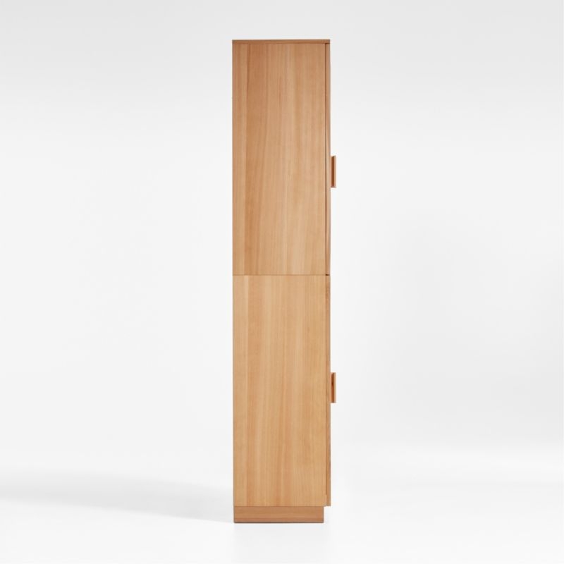 Calypso 36" Natural Wood Tall Storage Cabinet with Glass Doors - Image 4
