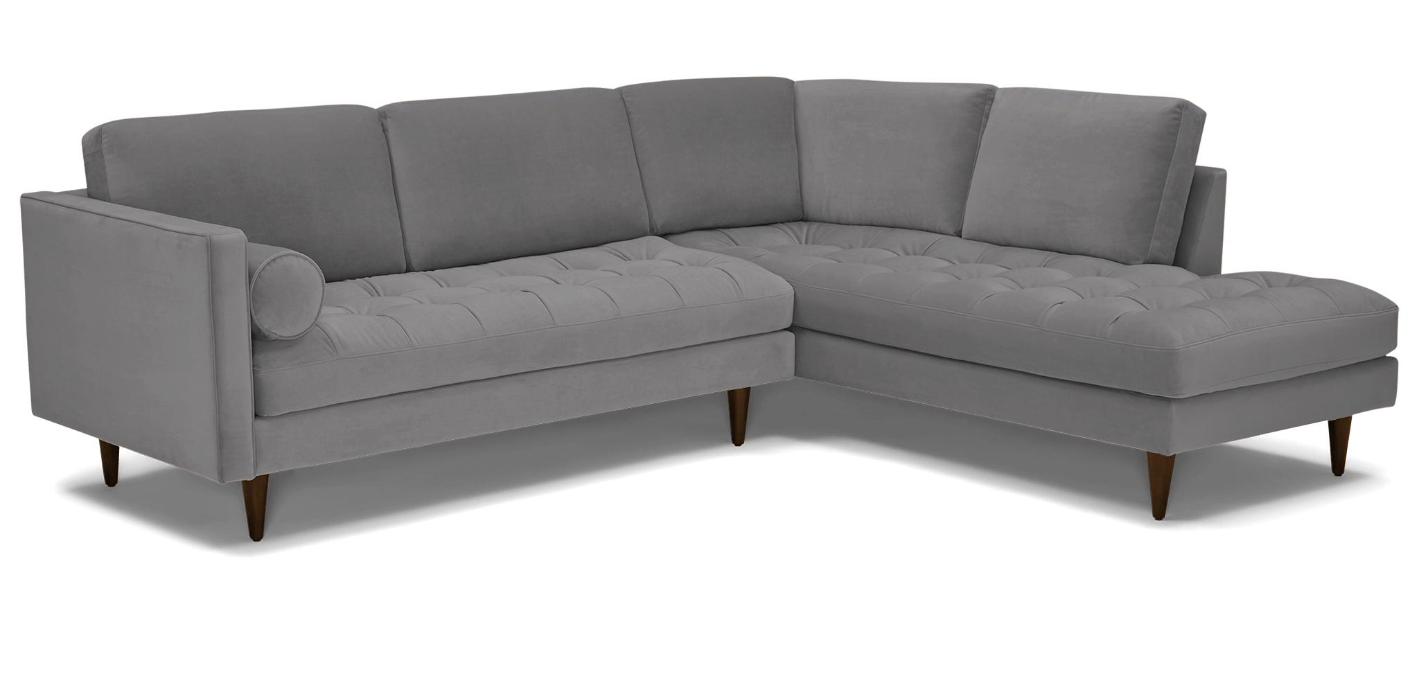 Gray Briar Mid Century Modern Sectional with Bumper - Royale Ash - Mocha - Right  - Image 1