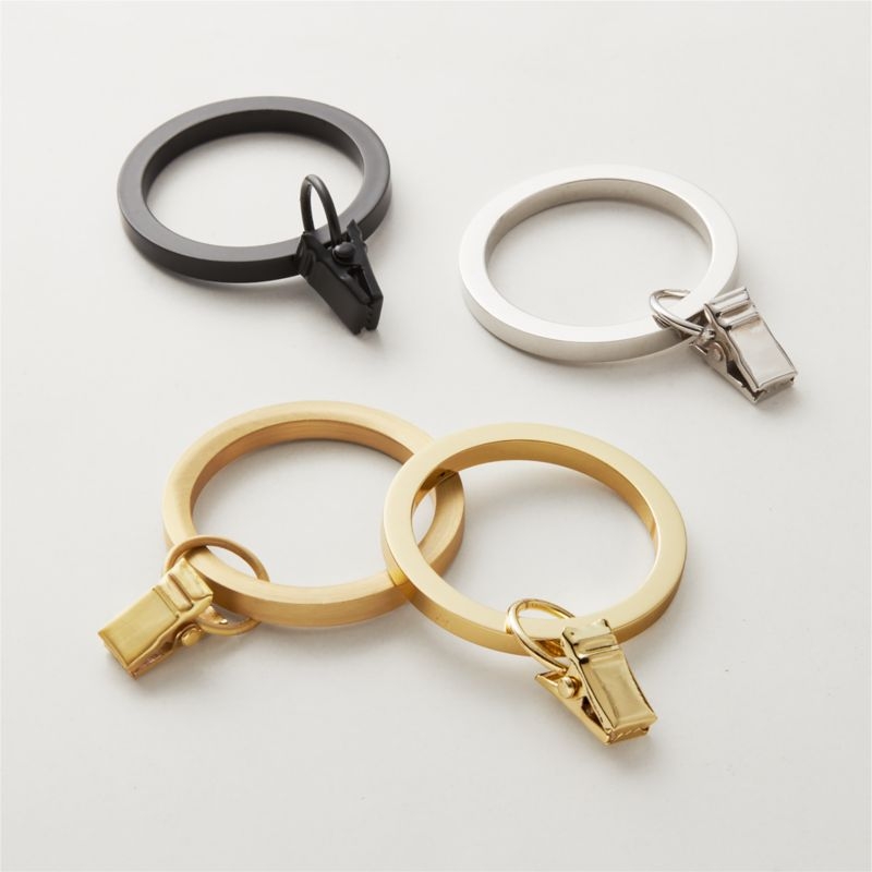 Polished Brass Curtain Rings with Clips Set of 9 - Image 3