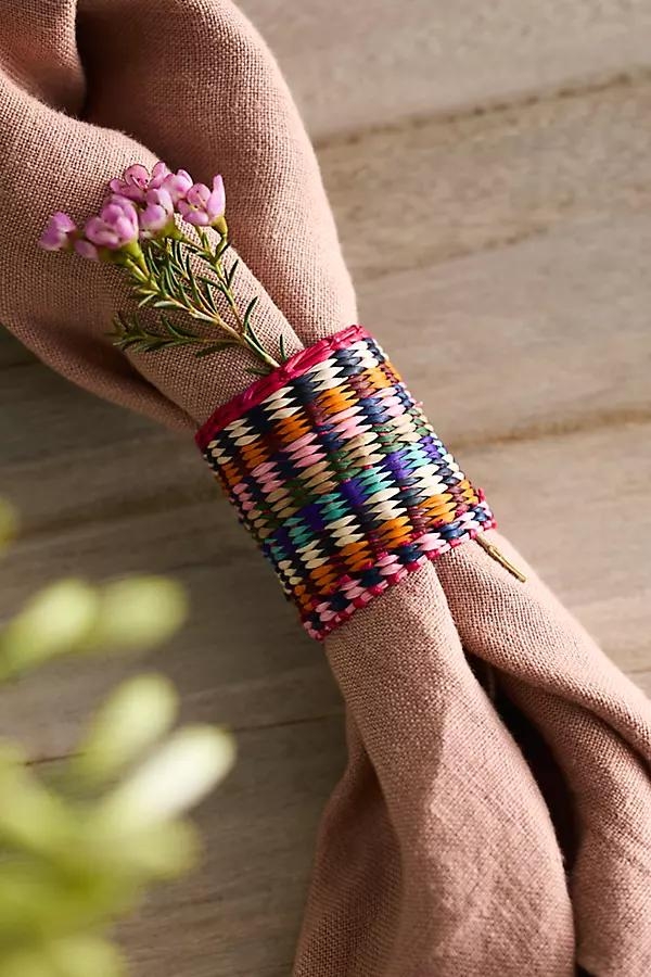 Colorful Woven Palm Napkin Rings, Set of 4 - Image 0
