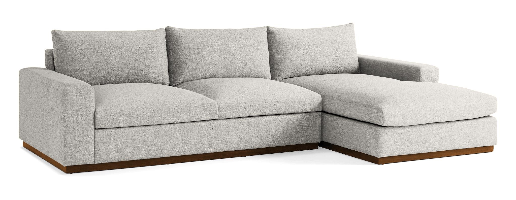 White Holt Mid Century Modern Sectional with Storage - Tussah Snow - Mocha - Left - Image 1