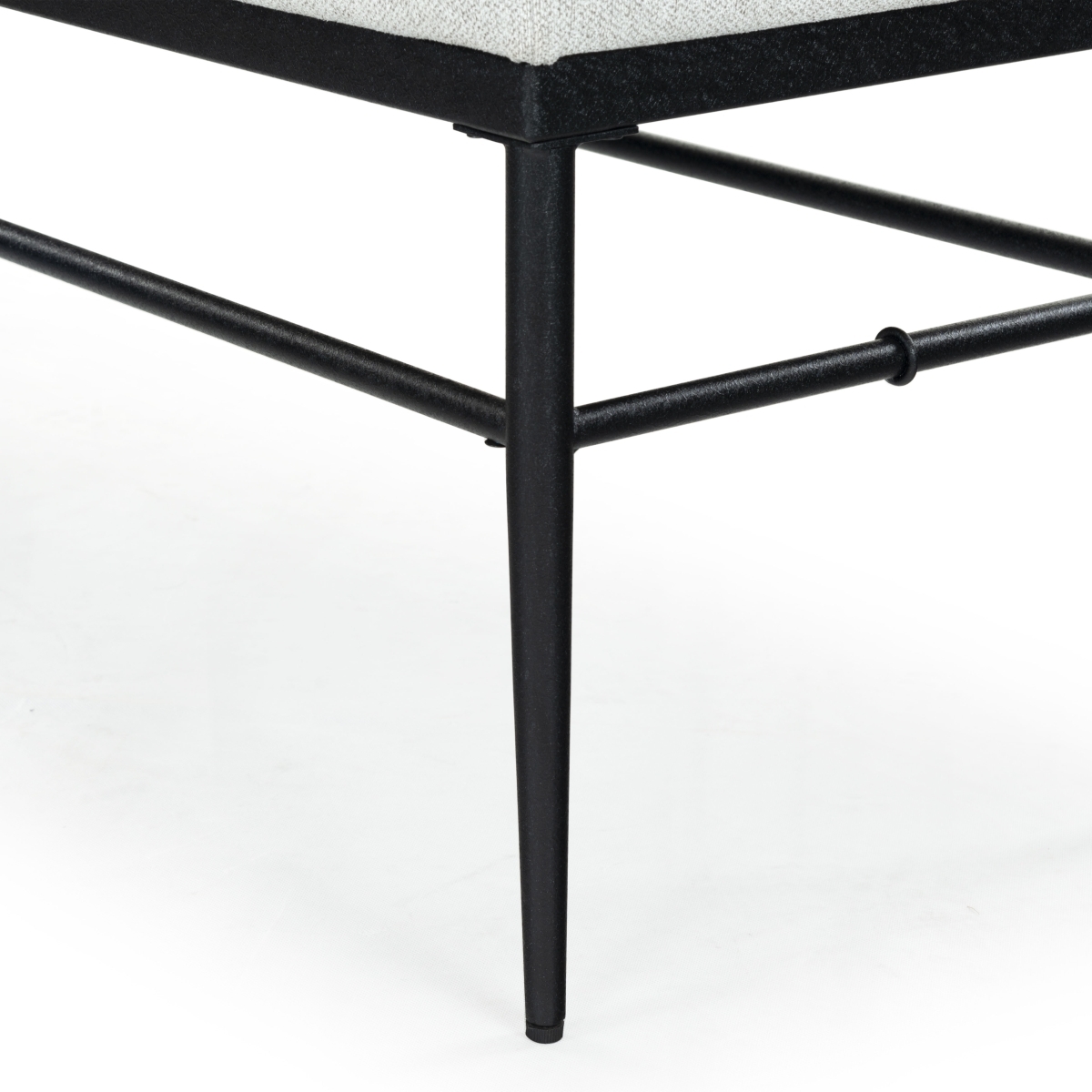 Theabella Linen & Metal Bench - Black/Light Grey - Image 5