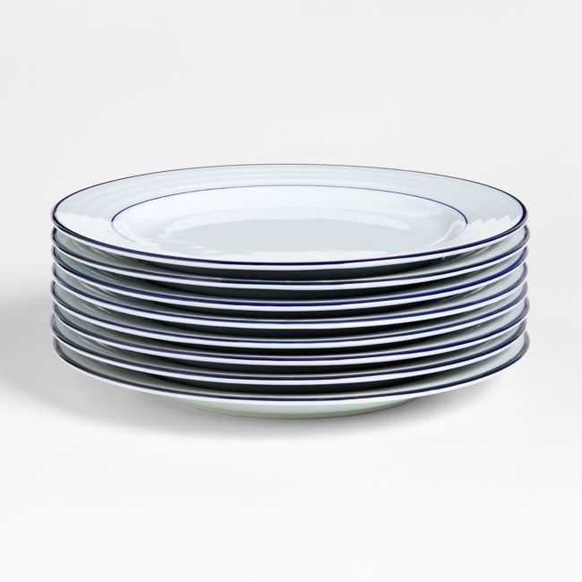 Roulette Blue Band Dinner Plates, Set of 8 - Image 0