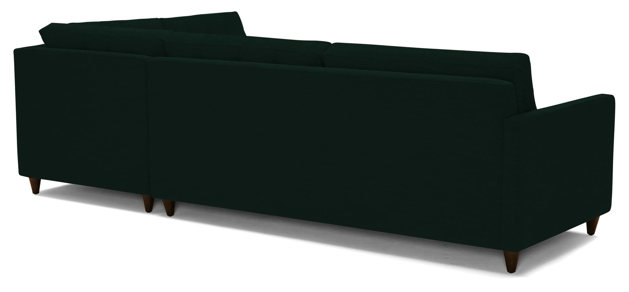 Green Eliot Mid Century Modern Bumper Sleeper Sectional - Royale Evergreen - Mocha - Left - Image 3